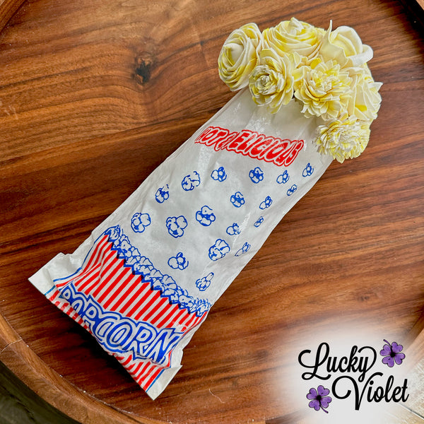 Popcorn Bag with "Buttered Popcorn" Floral Arrangement